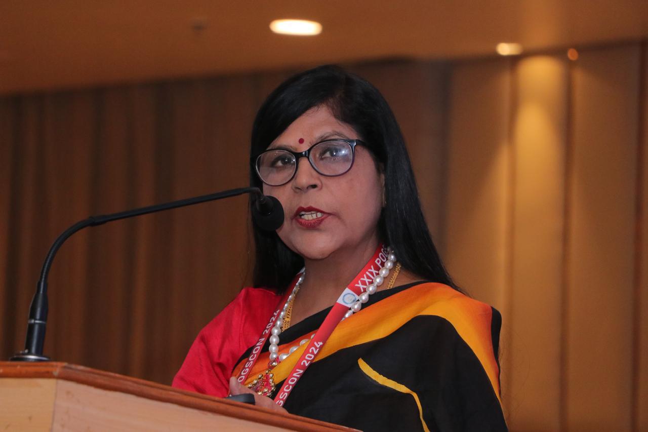 Dr Amita Sinha speaking at a medical event